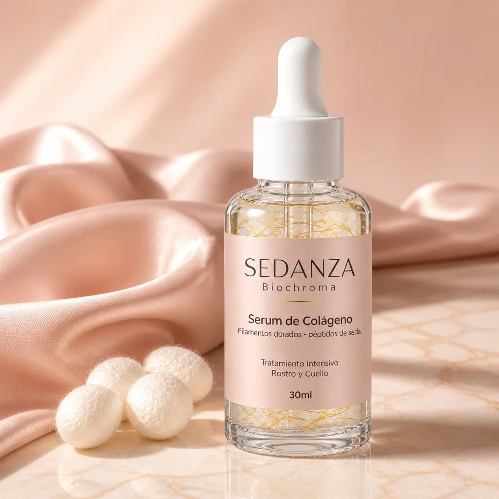 SEDANZA Biochroma · Sérum de colágeno con filamentos dorados y péptidos de seda