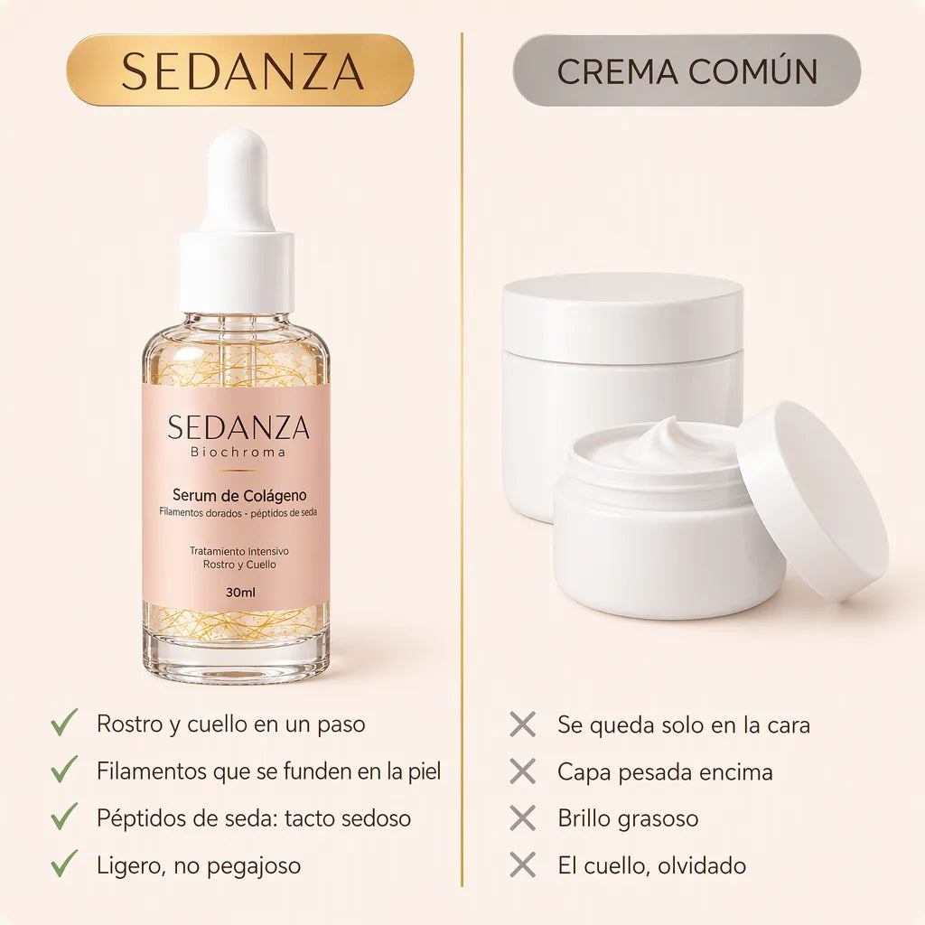 SEDANZA Biochroma · Sérum de colágeno con filamentos dorados y péptidos de seda