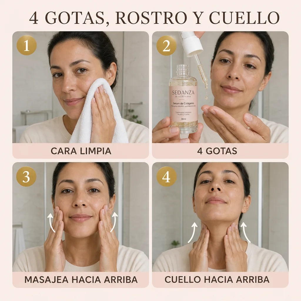 SEDANZA Biochroma · Sérum de colágeno con filamentos dorados y péptidos de seda